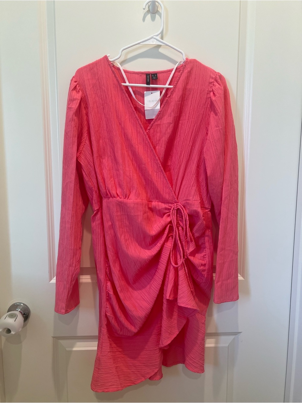 Vero Moda Pink Long Sleeve Wrap Dress